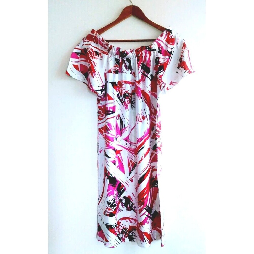 Anthropologie Ellavie Silk Geometric Midi Dress Size 6